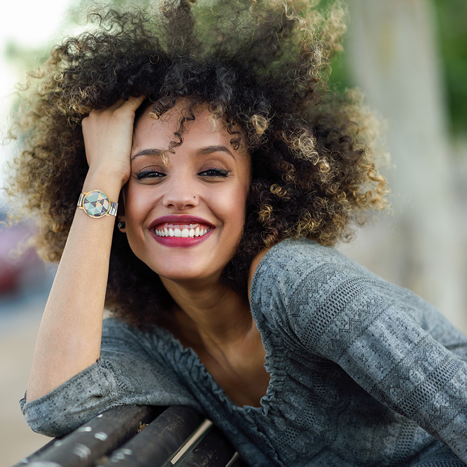 Woman wearing ChocoMoon accessories